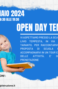 Locandina open day della scuola primaria per l'a.s. 2024-25